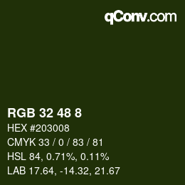 Color code: RGB 32 48 8 | qconv.com