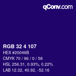 Color code: RGB 32 4 107 | qconv.com