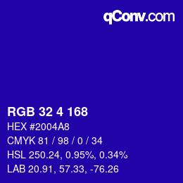 Color code: RGB 32 4 168 | qconv.com