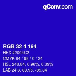 Color code: RGB 32 4 194 | qconv.com