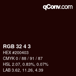 Color code: RGB 32 4 3 | qconv.com