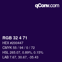 Color code: RGB 32 4 71 | qconv.com