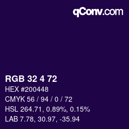 Color code: RGB 32 4 72 | qconv.com