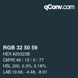 Color code: RGB 32 50 59 | qconv.com