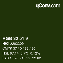 Color code: RGB 32 51 9 | qconv.com
