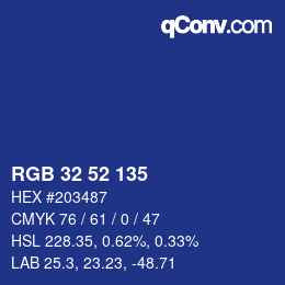 Color code: RGB 32 52 135 | qconv.com
