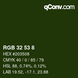 Color code: RGB 32 53 8 | qconv.com