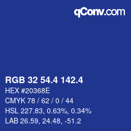 カラーコード: RGB 32 54.4 142.4 | qconv.com