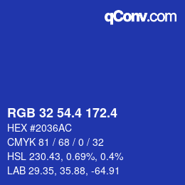 カラーコード: RGB 32 54.4 172.4 | qconv.com
