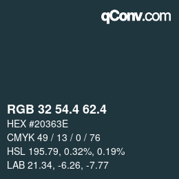 カラーコード: RGB 32 54.4 62.4 | qconv.com