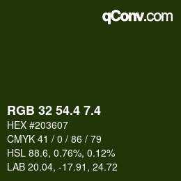 カラーコード: RGB 32 54.4 7.4 | qconv.com