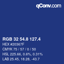 カラーコード: RGB 32 54.8 127.4 | qconv.com