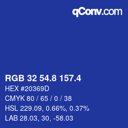 カラーコード: RGB 32 54.8 157.4 | qconv.com