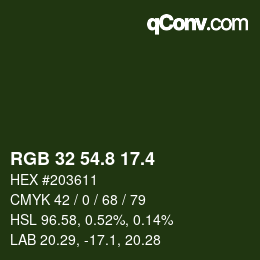 カラーコード: RGB 32 54.8 17.4 | qconv.com