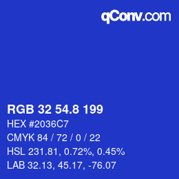カラーコード: RGB 32 54.8 199 | qconv.com