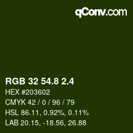 カラーコード: RGB 32 54.8 2.4 | qconv.com