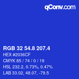 カラーコード: RGB 32 54.8 207.4 | qconv.com