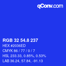 カラーコード: RGB 32 54.8 237 | qconv.com