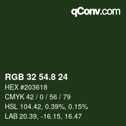 カラーコード: RGB 32 54.8 24 | qconv.com