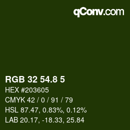 カラーコード: RGB 32 54.8 5 | qconv.com