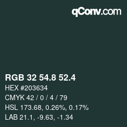 カラーコード: RGB 32 54.8 52.4 | qconv.com