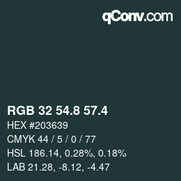 カラーコード: RGB 32 54.8 57.4 | qconv.com