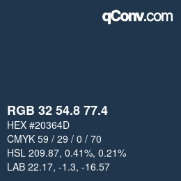 カラーコード: RGB 32 54.8 77.4 | qconv.com
