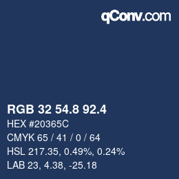 カラーコード: RGB 32 54.8 92.4 | qconv.com