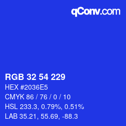Color code: RGB 32 54 229 | qconv.com