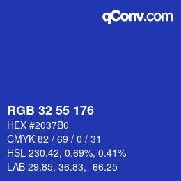 カラーコード: RGB 32 55 176 | qconv.com
