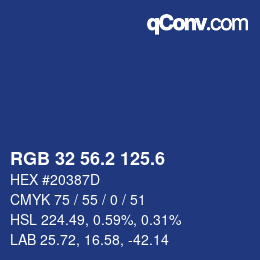 カラーコード: RGB 32 56.2 125.6 | qconv.com