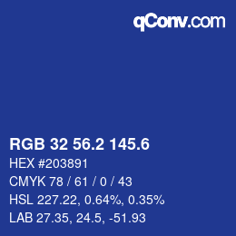 カラーコード: RGB 32 56.2 145.6 | qconv.com