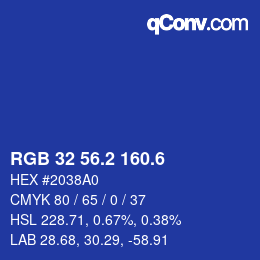 カラーコード: RGB 32 56.2 160.6 | qconv.com