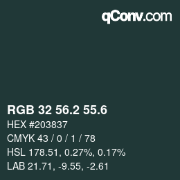 カラーコード: RGB 32 56.2 55.6 | qconv.com