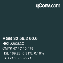 カラーコード: RGB 32 56.2 60.6 | qconv.com