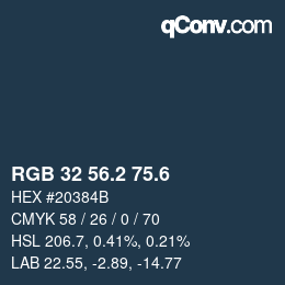 カラーコード: RGB 32 56.2 75.6 | qconv.com