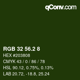 カラーコード: RGB 32 56.2 8 | qconv.com