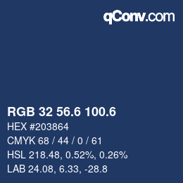 カラーコード: RGB 32 56.6 100.6 | qconv.com