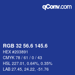 カラーコード: RGB 32 56.6 145.6 | qconv.com