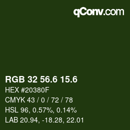 カラーコード: RGB 32 56.6 15.6 | qconv.com