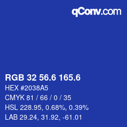 カラーコード: RGB 32 56.6 165.6 | qconv.com