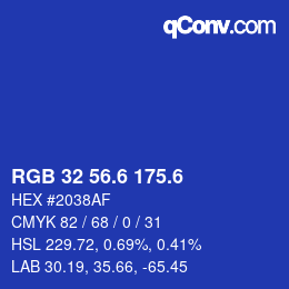 カラーコード: RGB 32 56.6 175.6 | qconv.com