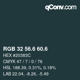 カラーコード: RGB 32 56.6 60.6 | qconv.com