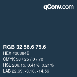 カラーコード: RGB 32 56.6 75.6 | qconv.com