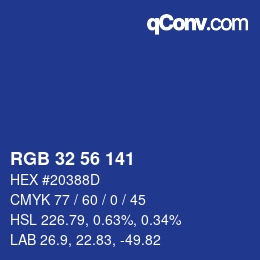 Color code: RGB 32 56 141 | qconv.com