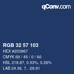 Color code: RGB 32 57 103 | qconv.com