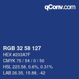 カラーコード: RGB 32 58 127 | qconv.com
