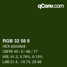 Color code: RGB 32 58 8 | qconv.com