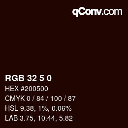 Color code: RGB 32 5 0 | qconv.com