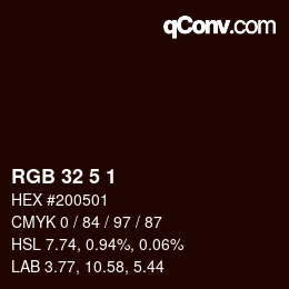 Color code: RGB 32 5 1 | qconv.com